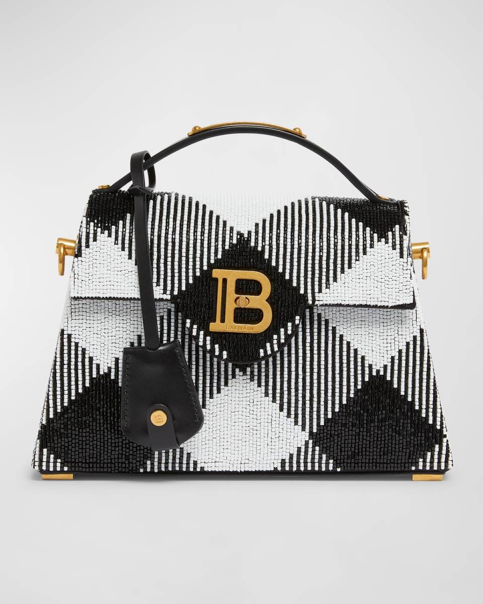 B-Buzz Dynasty Top-Handle Bag in Checkered Satin Silk